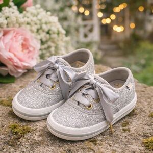 Kate Spade Glittery Silver Kids Sneakers